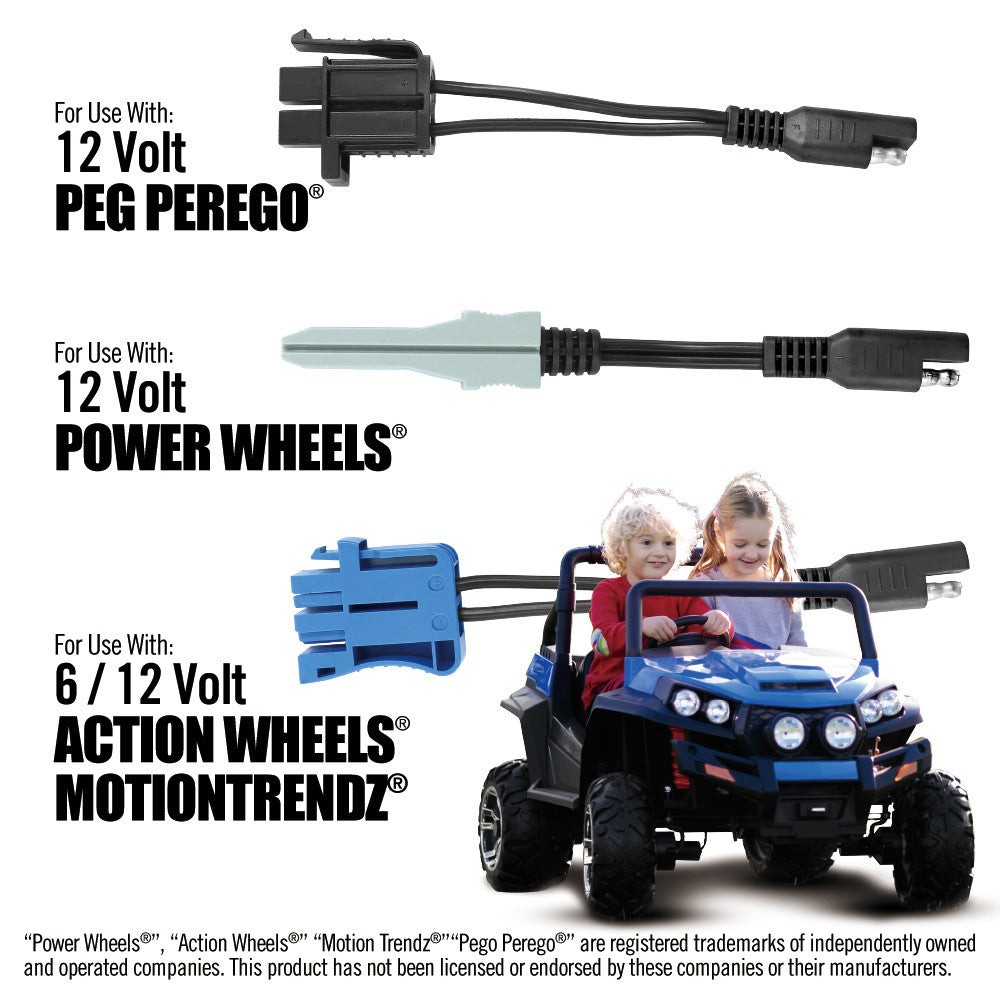 Battery Tender® 022-0336-ROT - 3.5 Amp 6V/12V Ride-On Toy Charger with 3 Connectors