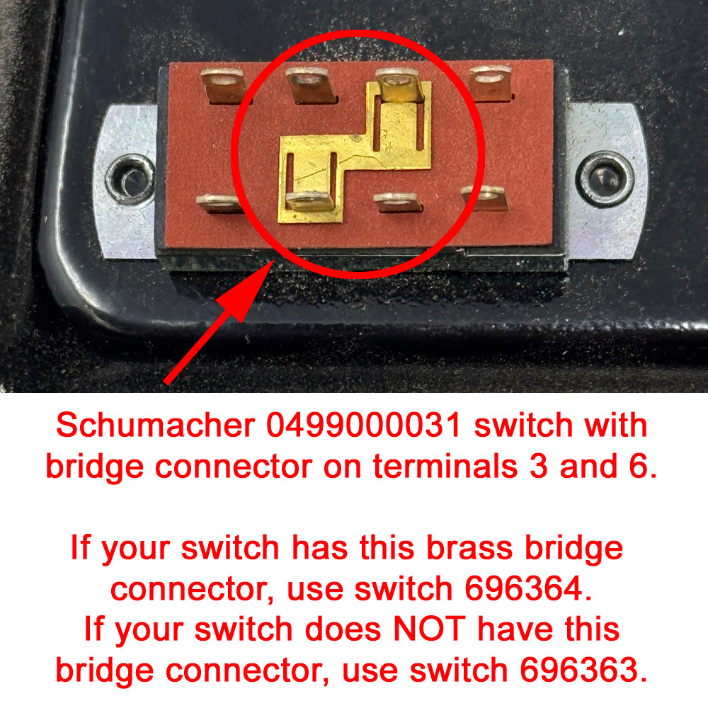 696364 - Switch Kit - 3 Position Slide Switch with Contact Bridge (8 terminal) - replaces Schumacher 0499000031