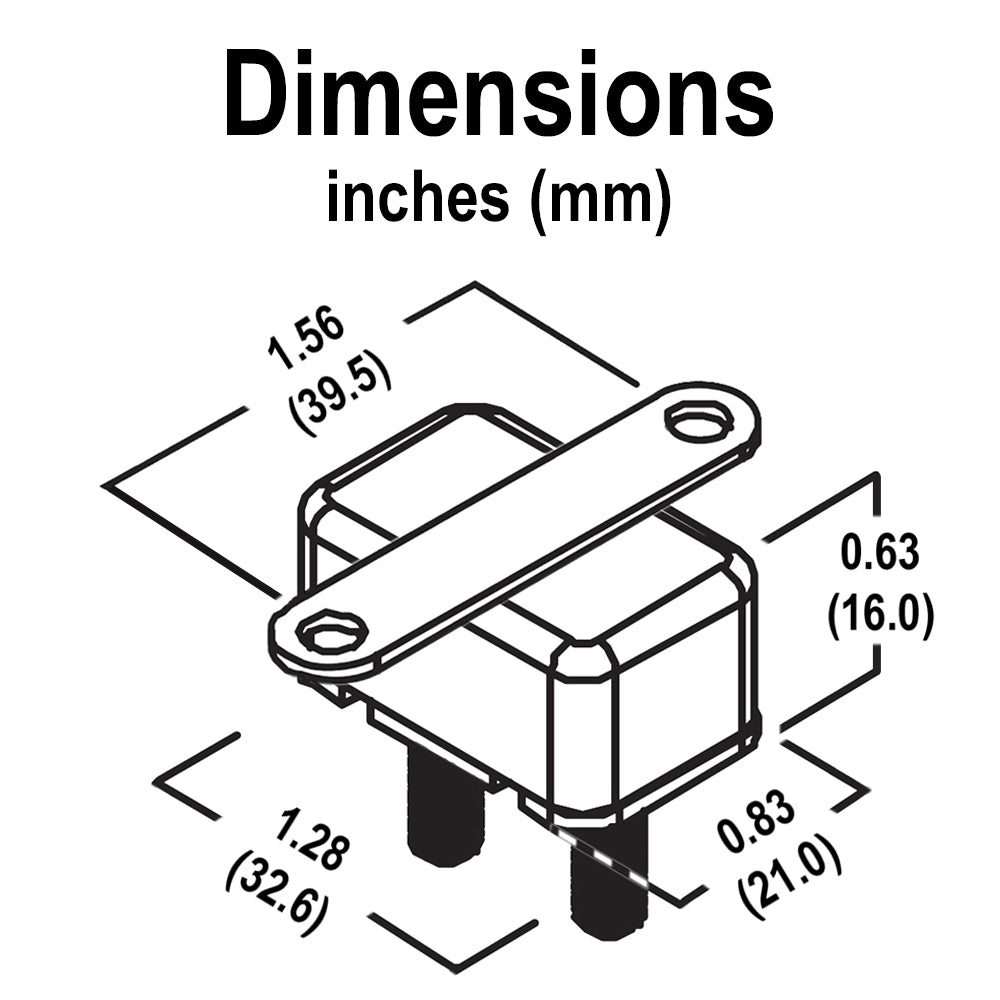 DC Circuit Breaker, 12V Auto-Reset, 10A, 15A, 20A, 30A, 35A, 40A, 50A Ratings, #10-32 Studs with Cross Mounting Bracket