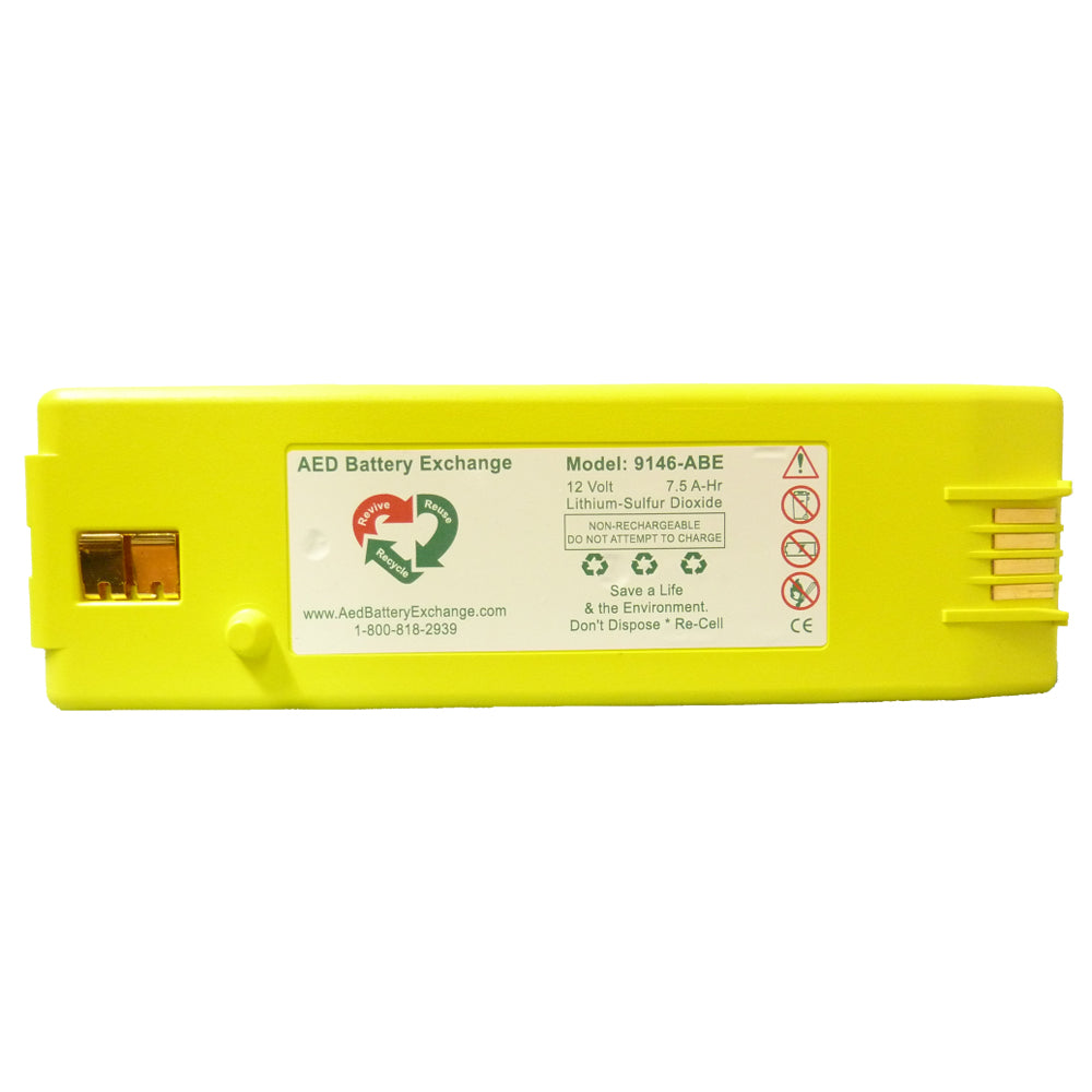 AED Battery 9146-ABE-Y - Cardiac Science Powerheart G3 9300A, 9300E, G3 Plus 9390A, 9390E, Burdick Cardiovive AT Defibrillator, 12V 7.5Ah, 9146 Yellow