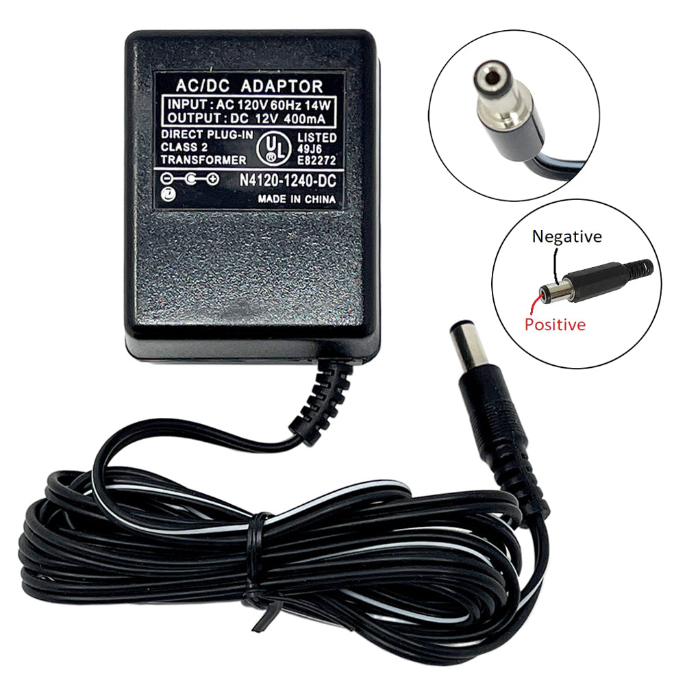 N4120-1240-DC - Plug-In Charger 12V, 400mA Unregulated, Single Stage w/ Barrel Connector