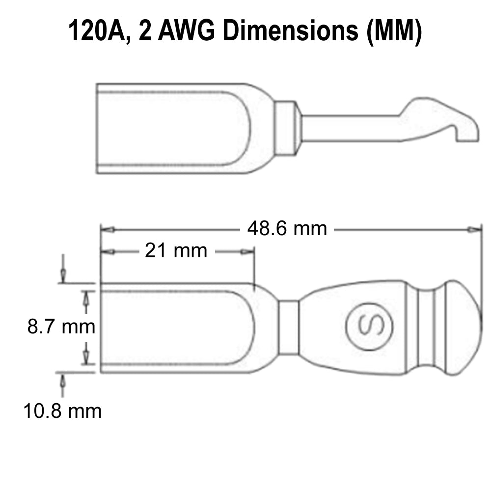 SED® 120A Contact Terminal for Industrial Connectors, Multiple Wire Sizes - Compatible with Anderson SB120 Connectors