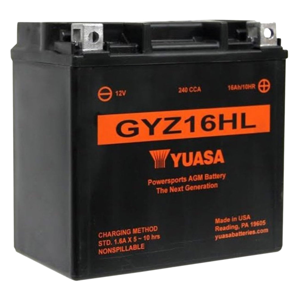 Yuasa GYZ16HL High Performance 12V AGM MC Battery, Factory Activated, 16 AH, 240 CCA  M716GHL