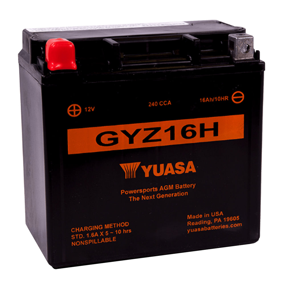 Yuasa GYZ16H High Performance 12V AGM MC Battery, Factory Activated, 16 AH, 240 CCA M716GH