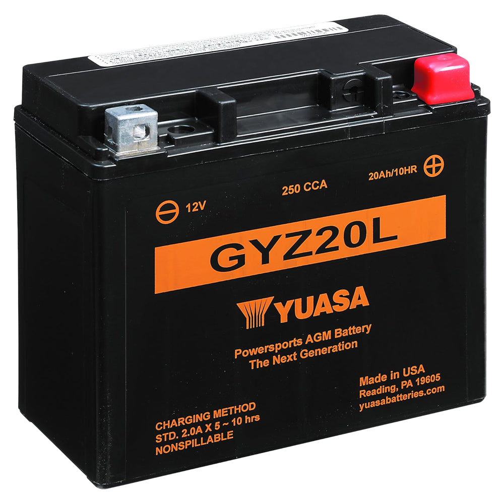 Yuasa GYZ20L High Performance 12V AGM MC Battery, Factory Activated, 20 AH, 250 CCA  M720GZ